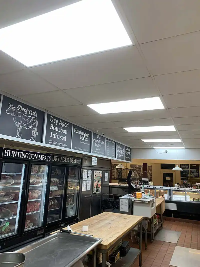 Commercial retail LED panel lighting installation for a storefront in Southern California