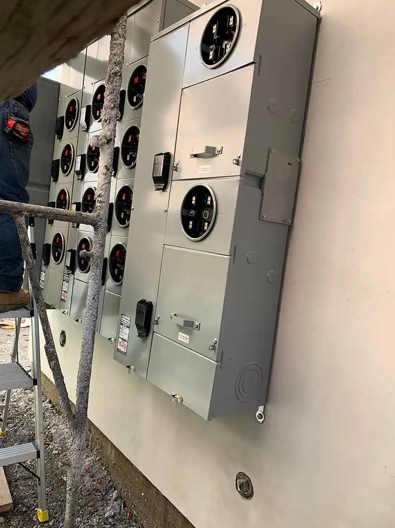 Multi-family residential meter bank installation for apartment complex in Los Angeles