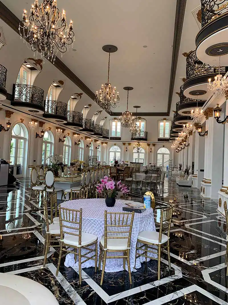 Opulent dining hall custom interior lighting design and installation in Los Angeles