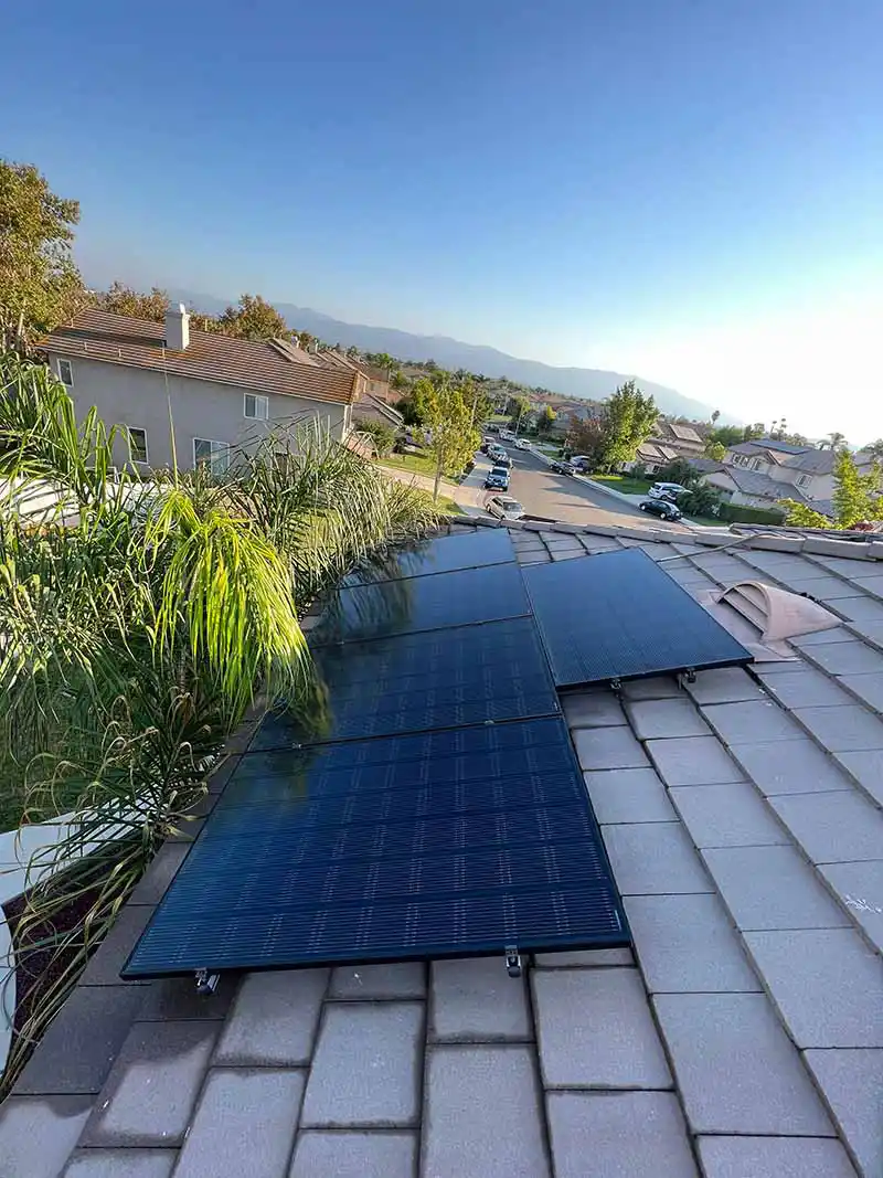 Residential solar panel installation on a tile roof in Southern California