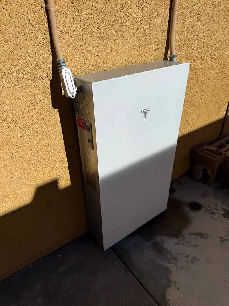 Residential Tesla Powerwall battery storage installation for solar backup in Southern California